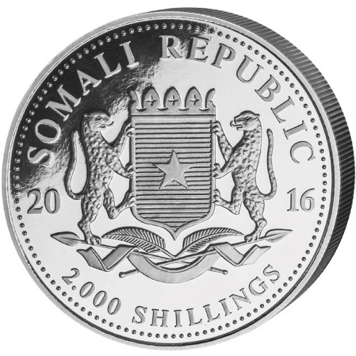 2016 1 Kilo Somalia Silver Elephant Coin (BU, In Capsule)