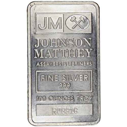 100 oz Pressed Johnson Matthey Silver Bar