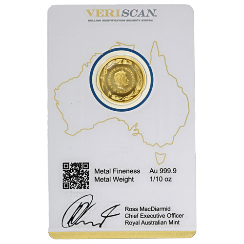 2017 1/10 oz Royal Australian Mint Gold Kangaroo Coin (BU w/ Assay)