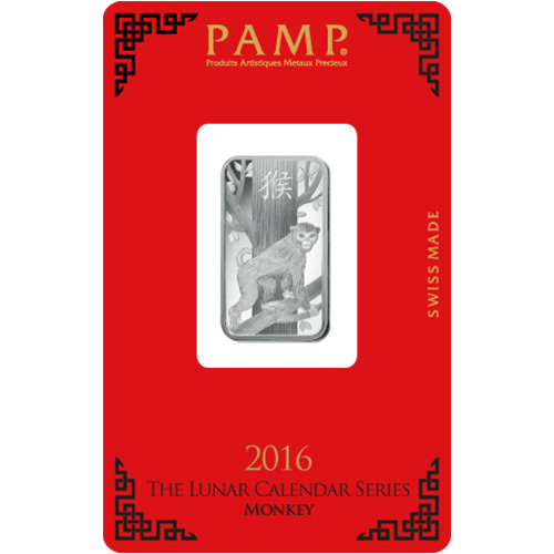 10 Gram PAMP Suisse Lunar Monkey Silver Bar (New w/ Assay)