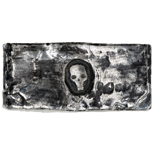 3 oz MK Barz Hand Poured Rugged Skull Silver Bar (New)