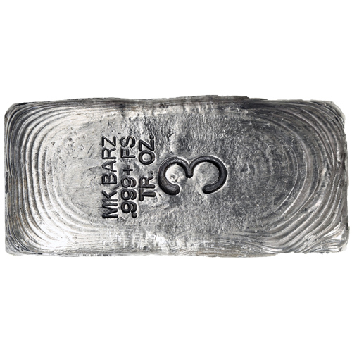 3 oz MK Barz Hand Poured Rugged Skull Silver Bar (New)
