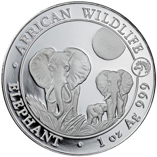 2014 1 oz Somalia Silver Elephant Lunar Horse Privy Coin (BU)