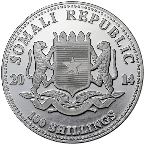 2014 1 oz Somalia Silver Elephant Lunar Horse Privy Coin (BU)