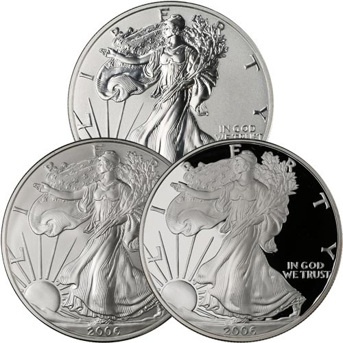 2006-W Proof American Silver Eagle 3-Coin Set (Box + CoA)