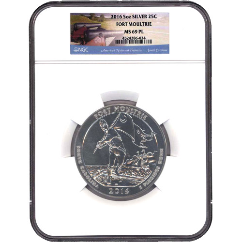 2016 5 oz ATB Fort Moultrie Silver Coin NGC MS69 PL