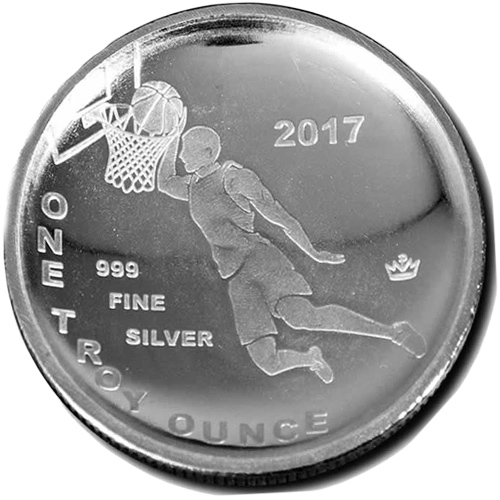 2017 1 oz Monarch Domed Basketball Silver Round (New)