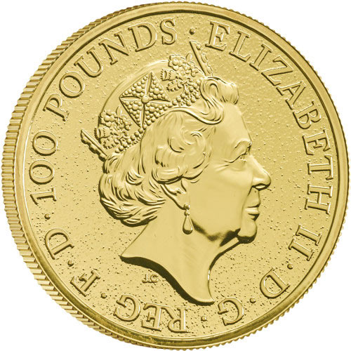 2017 1 oz British Gold Queen’s Beast Red Dragon Coin (BU)