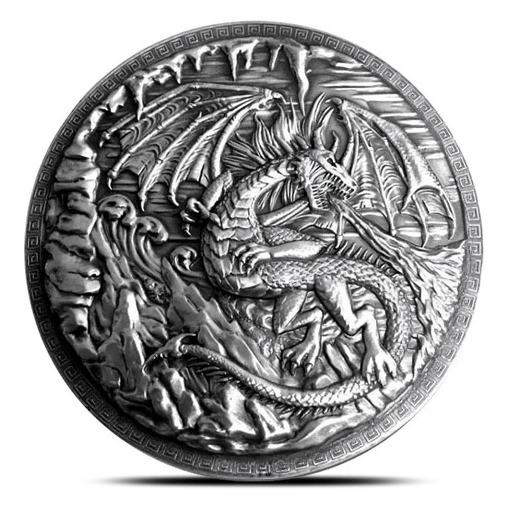 10 oz Monarch Dragon vs Viking Silver Round (New)