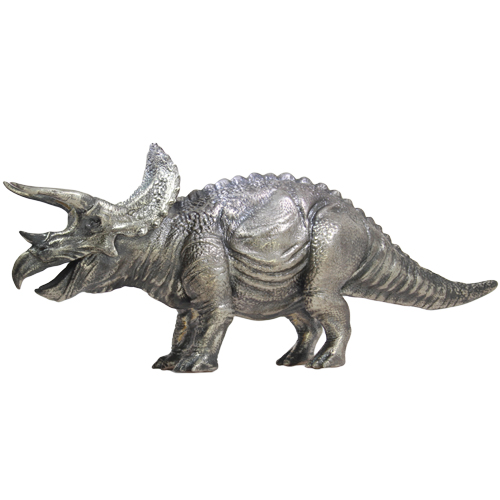 8 oz Antique Finish Triceratops Silver Statue (New, Box + CoA)
