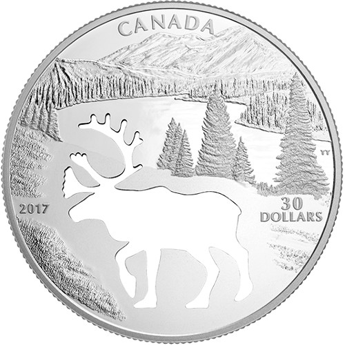 2017 $30 Proof Canadian Silver Endangered Animal Cutout: Woodland Caribou Coin (Box + CoA)
