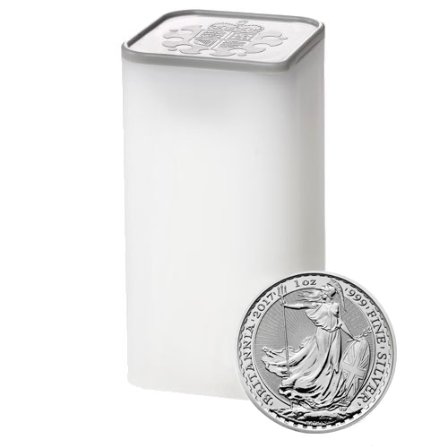 2017 1 oz British Silver Britannia Tube (25 Coins, BU) - Buy 24 Coins & Get The 25th Free