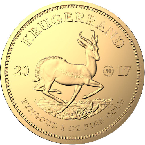 2017 1 oz 50th Anniversary Privy South African Gold Krugerrand Coin (BU)