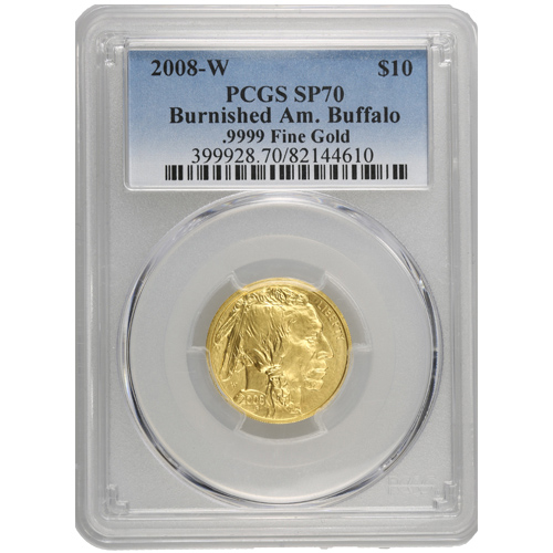 2008-W 1/4 oz Burnished American Gold Buffalo Coin PCGS SP70