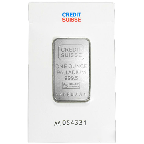 1 oz Credit Suisse Palladium Bar (New w/ Assay)