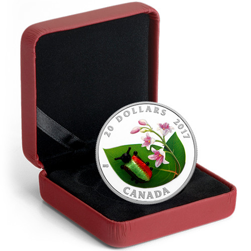 1298-2017-1-oz-Proof-Canadian-Silver-Venetian-Glass-Dogbane-Beetle-Coin-Box-CoA-4.jpg 2017 1 oz Proof Canadian Silver Venetian Glass Dogbane Beetle Coin (Box + CoA)