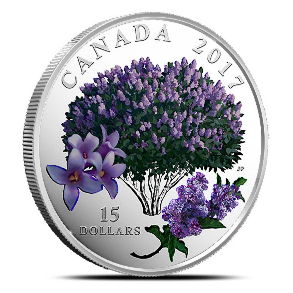 2017 3/4 oz Proof Canadian Silver Celebration of Spring: Lilac Blossoms Coin (Box + CoA)