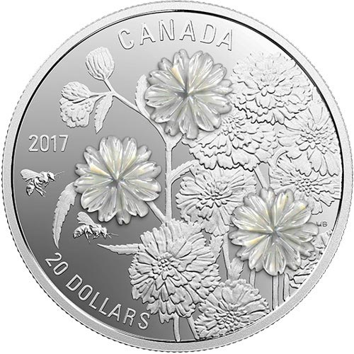 2017 1 oz Proof Canadian Silver Pearl Flowers Coin (Box + CoA)