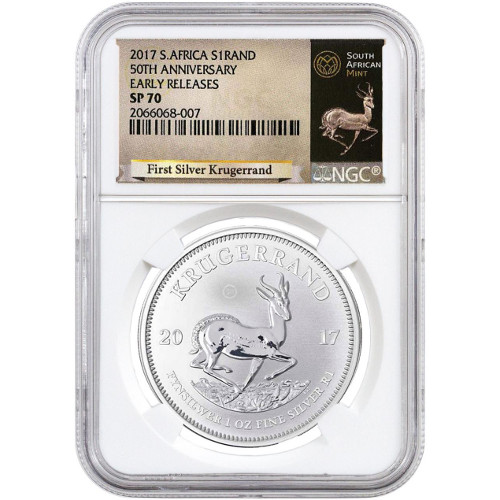 2017 1 oz South African Silver Krugerrand Coin NGC SP70 ER