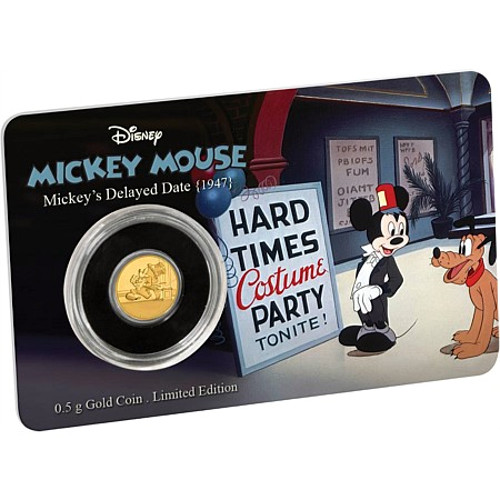 2017 1/2 Gram Niue Mickey Mouse Mickey's Delayed Date Series Gold Proof Coin