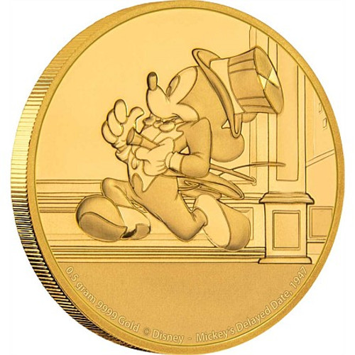 2017 1/2 Gram Niue Mickey Mouse Mickey's Delayed Date Series Gold Proof Coin