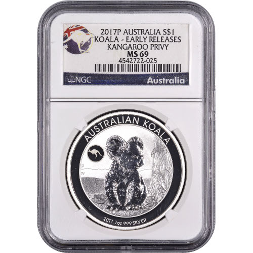 2017 1 oz Kangaroo Privy Australian Silver Koala Coin NGC MS69 ER