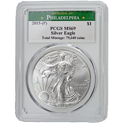 2015 (P) 1 oz American Silver Eagle Coin PCGS MS69