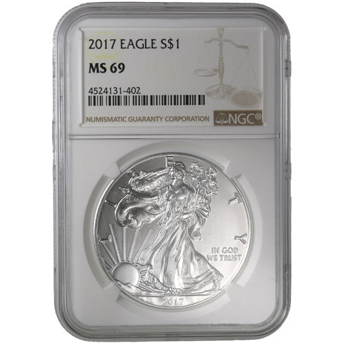 2017 1 oz American Silver Eagle Coin NGC MS69