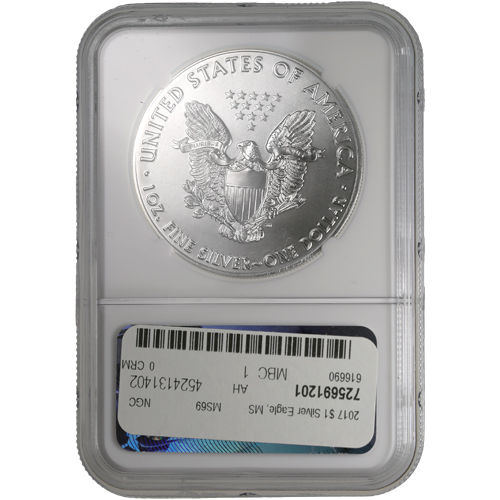 2017 1 oz American Silver Eagle Coin NGC MS69