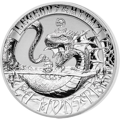 2017 2 oz Reverse Proof Solomon Islands Silver Legends and Myths Sea Monster Coin (Box + CoA)