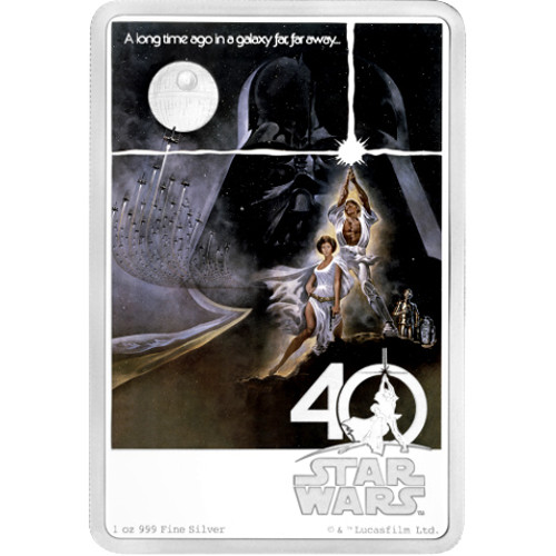 2017 1 oz Niue Silver Star Wars 40th Anniversary Rectangular Coin (Box + CoA)