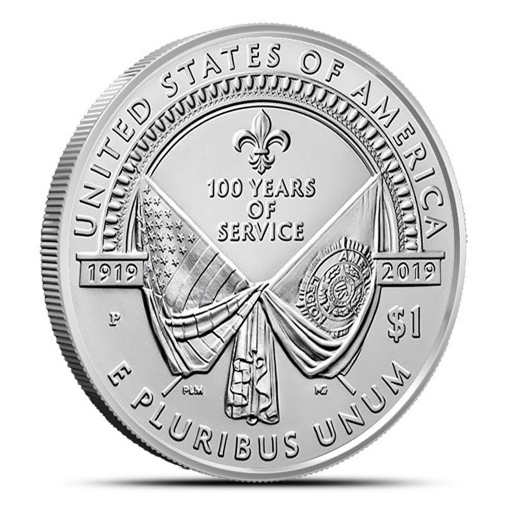 2019-P $1 American Legion 100th Anniversary Silver Coin (BU, Box + CoA)