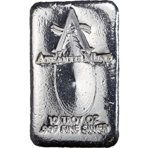 10 oz Atlantis Hand Poured Logo Silver Bar (New)