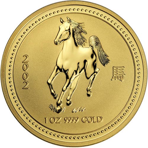 2002 1 oz Australian Gold Lunar Horse Coin (BU)