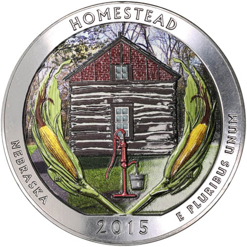 2015 5 oz Colorized ATB Homestead Silver Coin (BU)