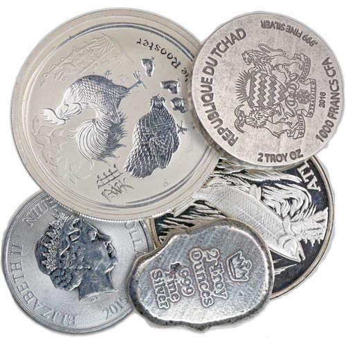2 oz Silver (Varied Condition, Any Mint, Various Forms)