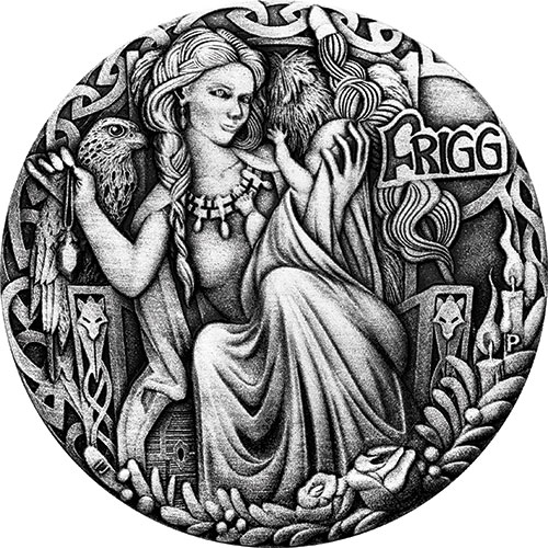 2017 2 oz Tuvalu Norse Goddesses Frigg Silver High Relief Coin (Box + CoA)
