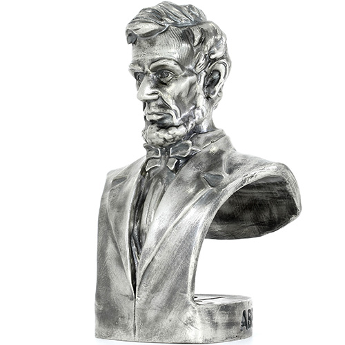 20 oz Antique Finish Abraham Lincoln Bust Silver Statue (New, Box + CoA)