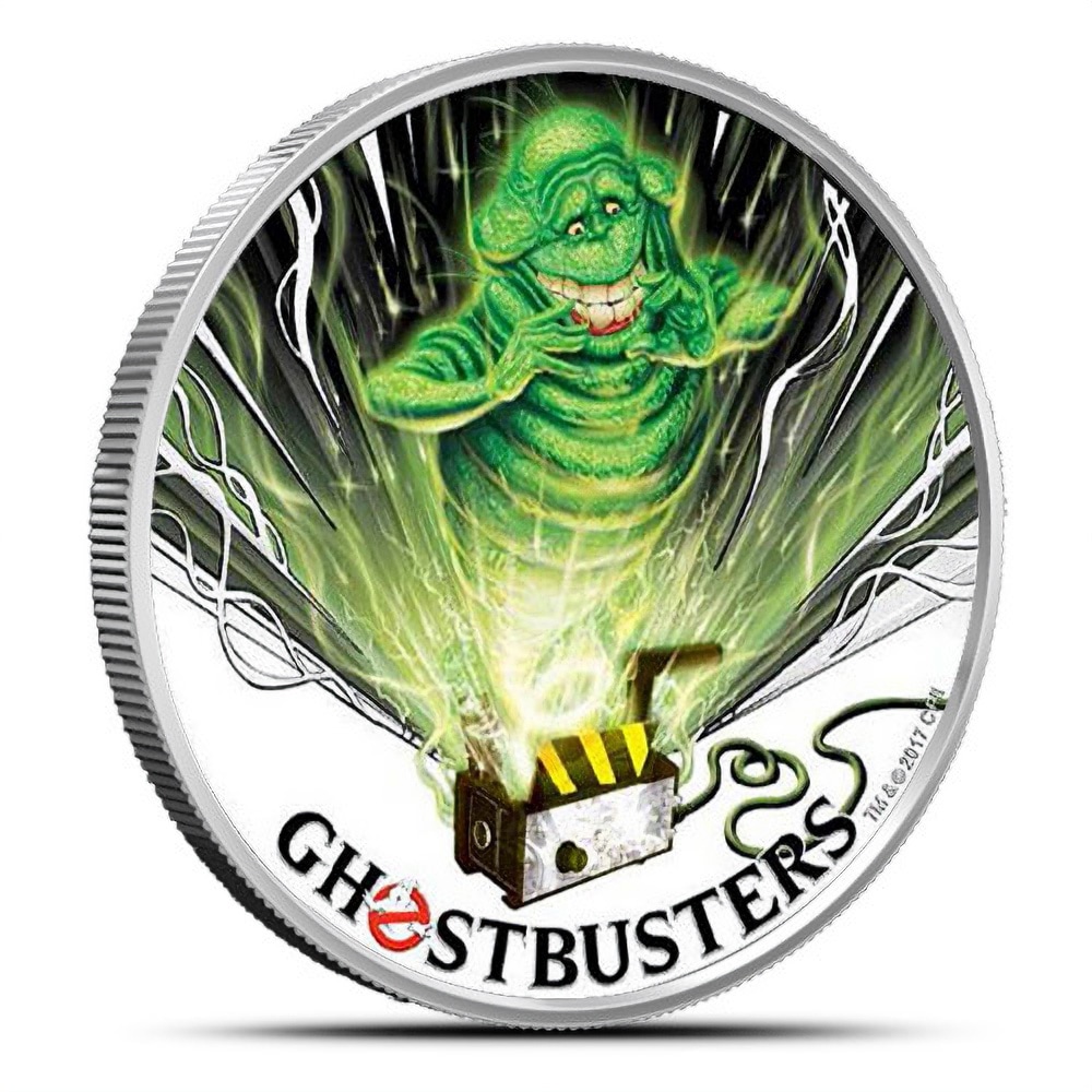2017 1 oz Tuvalu Ghostbusters Slimer Silver Coin (Box + CoA)
