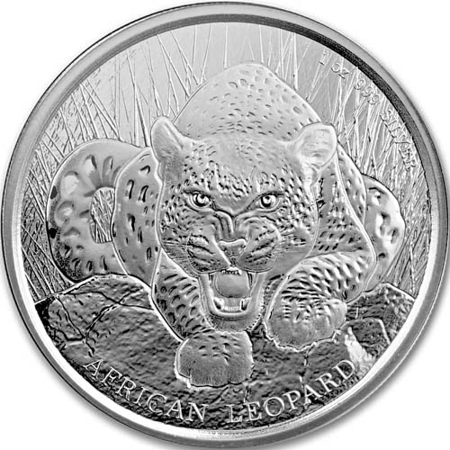 2017 1 oz Republic of Ghana Silver African Leopard (BU)