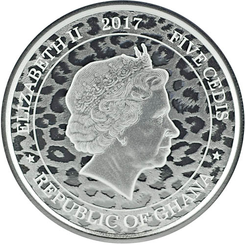 2017 1 oz Republic of Ghana Silver African Leopard (BU)