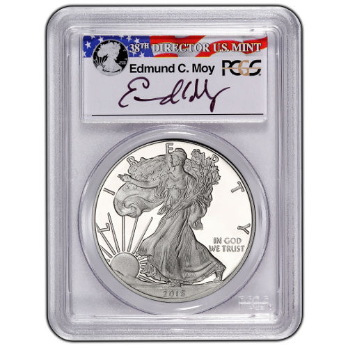 2015-W 1 oz American Silver Eagle Coin PCGS PR70 DCAM (FS, Ed Moy Label)