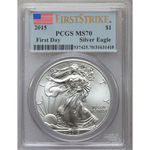 2015 1 oz American Silver Eagle PCGS MS70 (First Day Flag Label)