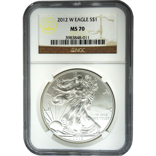 2012-W 1 oz Burnished American Silver Eagle Coin NGC MS70
