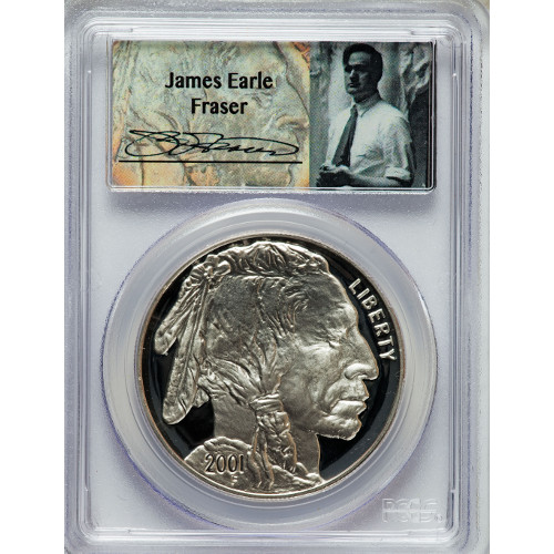 2001-P Buffalo Silver Dollar Coin PCGS PR70 DCAM Fraser Label