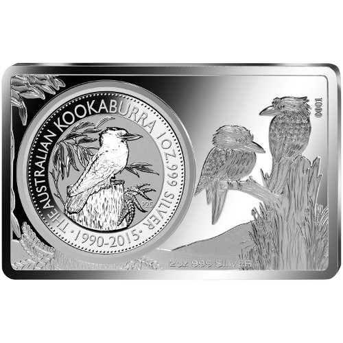 2015 3 oz 25th Anniversary Australian Silver Kookaburra Bar (New)