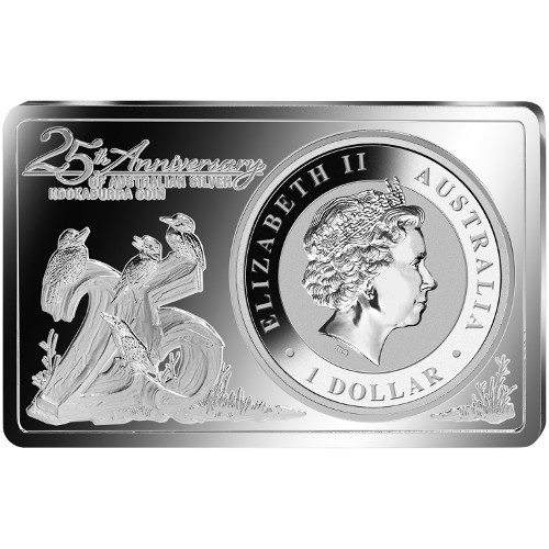 2015 3 oz 25th Anniversary Australian Silver Kookaburra Bar (New)