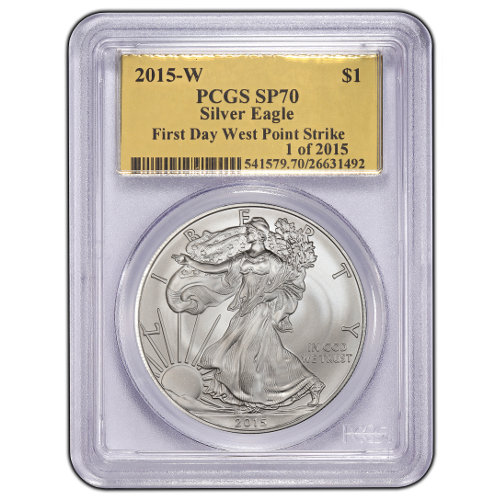 2015-W 1 oz Burnished American Silver Eagle Coin PCGS SP70 (Gold Foil)