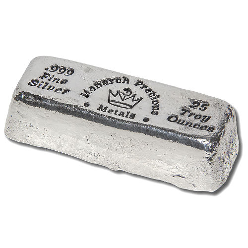 25 oz Monarch Hand Poured Silver Loaf Bar (New)