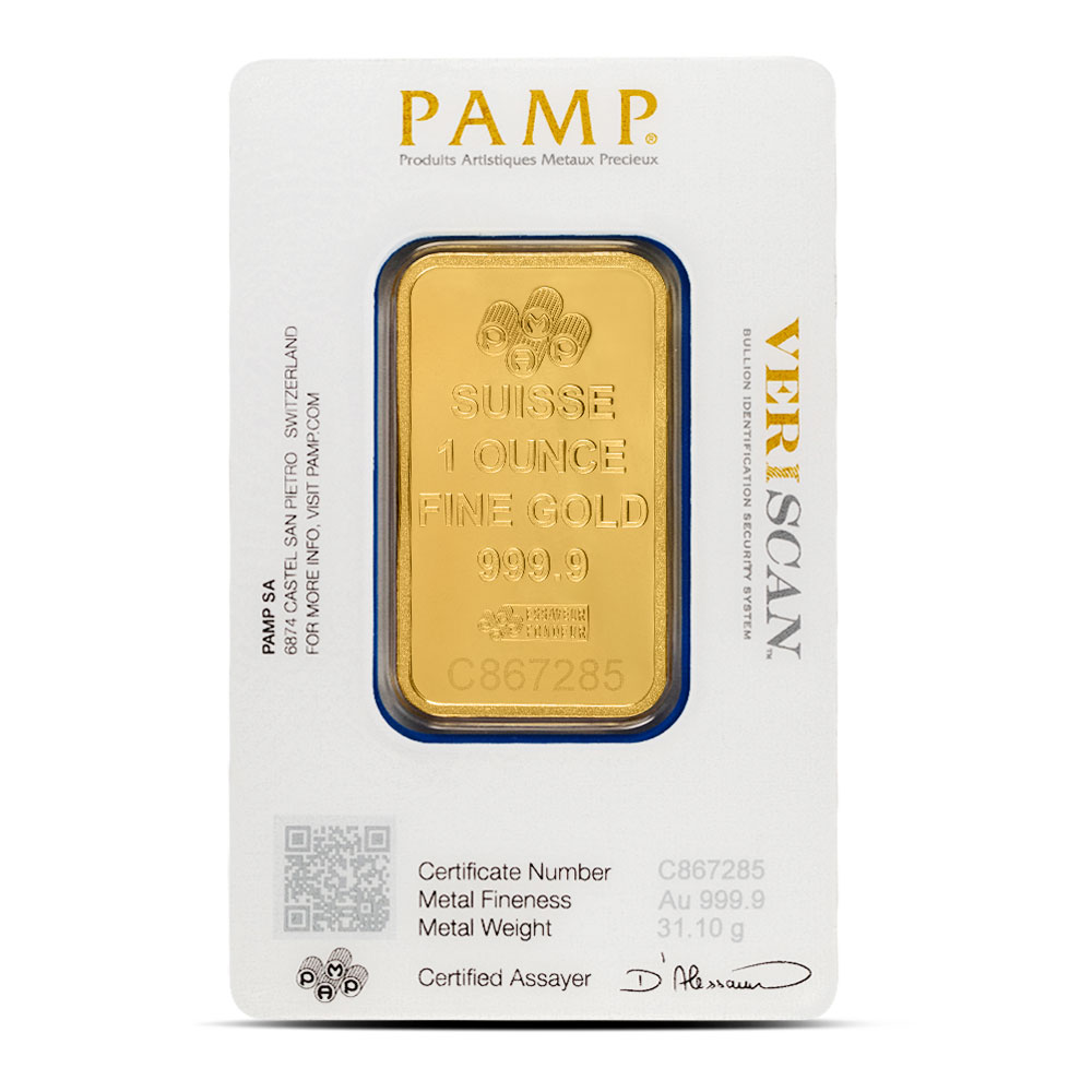 1 oz PAMP Suisse Lady Fortuna Veriscan Gold Bar (Secondary Market w/ Assay)